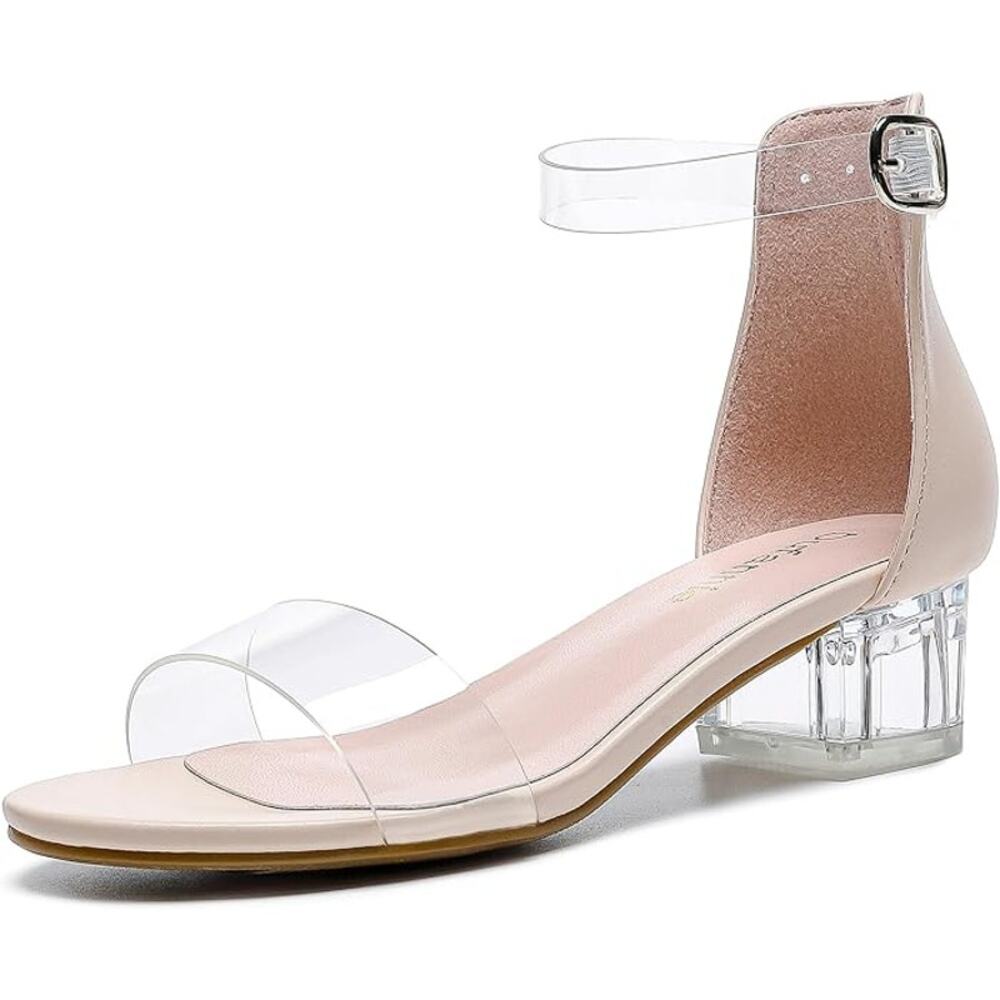 Dufannie Little Girls Size 12 Clear Low Heel Sandals Ankle Strap Wedding Shoes